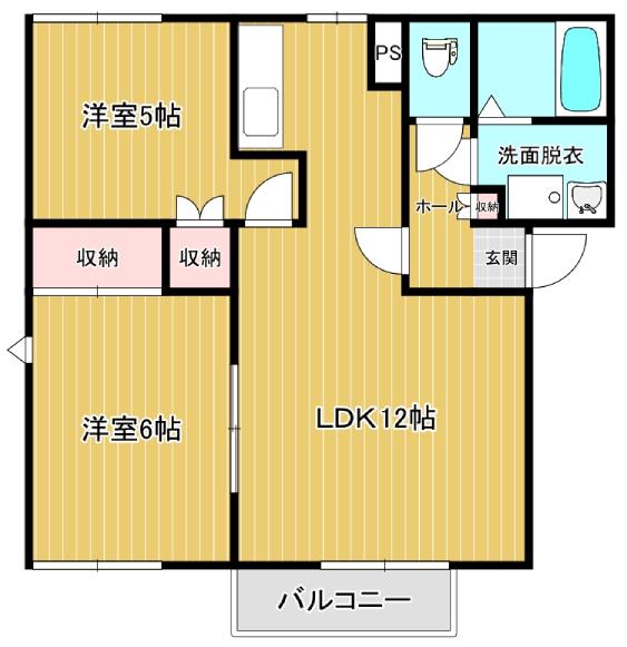 オーブ土村D(2LDK/2階)の間取り写真