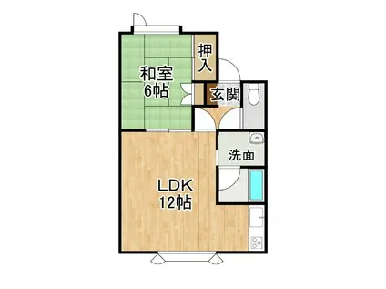 ハイツカッセル(1LDK/1階)の間取り写真