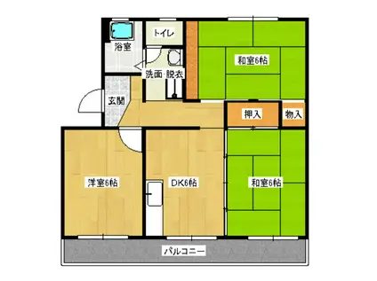 大呑マンション(3DK/2階)の間取り写真