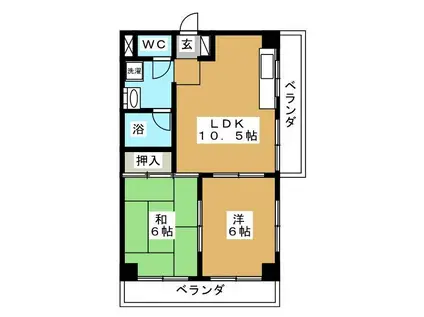 上大岡ガーデンマンション(2LDK/1階)の間取り写真