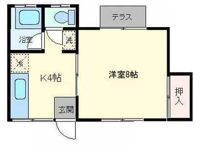 タウンハウス櫟(1K/1階)の間取り写真