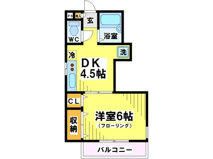 UU-ハウス(1DK/2階)の間取り写真