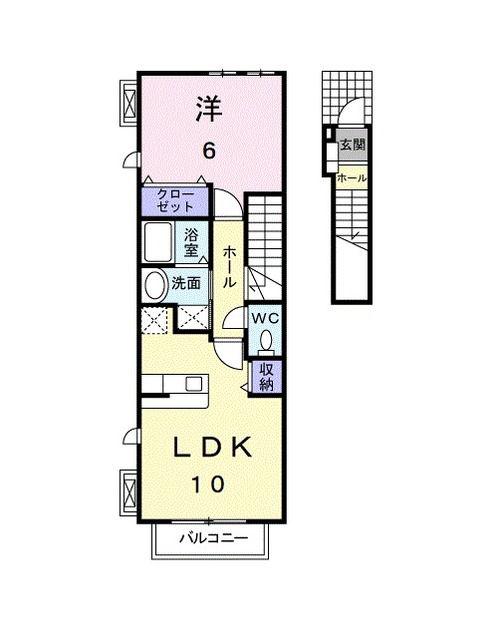 アテスウェイ(1LDK/2階)の間取り写真