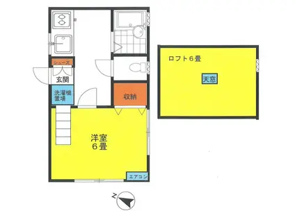 ダイヤモンドA(1K/2階)の間取り写真