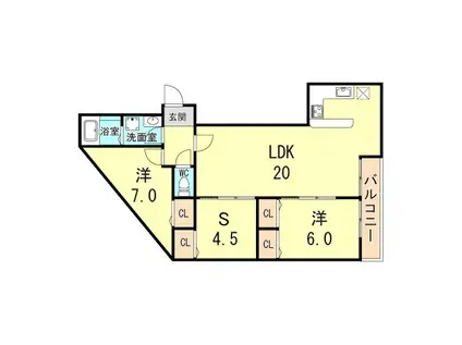MESSAGE苦楽園三番町(2SLDK/1階)の間取り写真