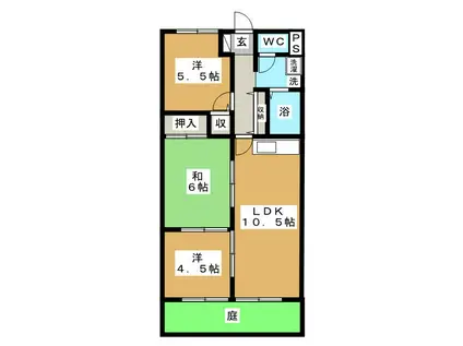 アーバンステイ森川B(3LDK/3階)の間取り写真