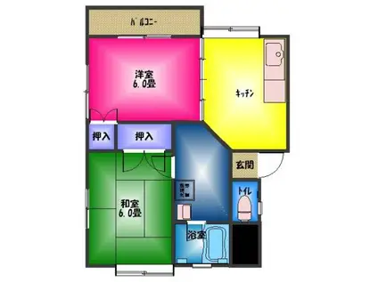 クエスト西原(2DK/1階)の間取り写真