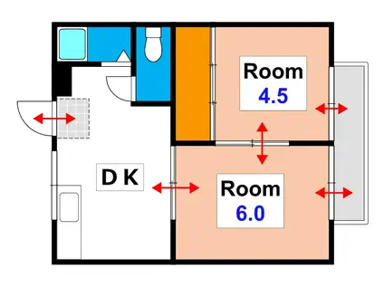 さつきコーポB(2DK/2階)の間取り写真