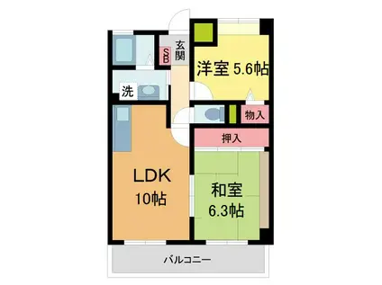 アリヴィラ夙川(2LDK/1階)の間取り写真