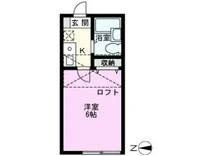 IKI草加B(1K/1階)の間取り写真