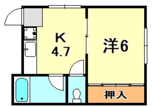 西本コーポラス(1K/2階)の間取り写真