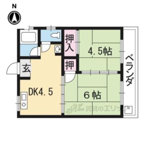 谷ヶ辻ハイツ(2DK/2階)の間取り写真