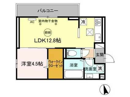アピリシティII(1LDK/2階)の間取り写真