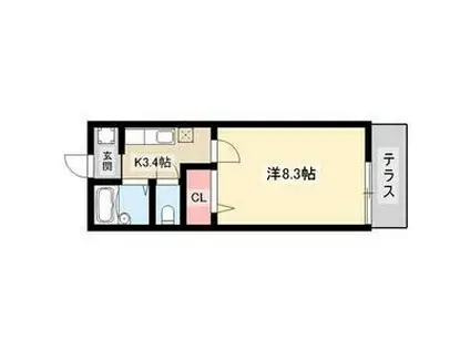 スプリングコート(1K/1階)の間取り写真