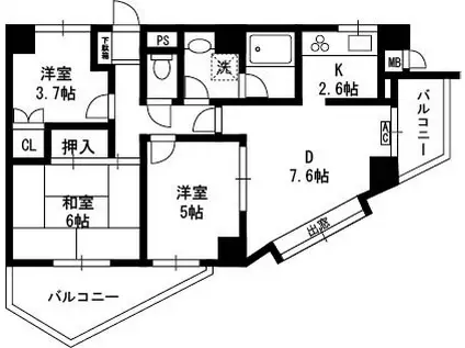 ライフバード戸塚(3DK/3階)の間取り写真