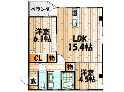 清田グリーンハイツ II(2LDK/3階)の間取り写真