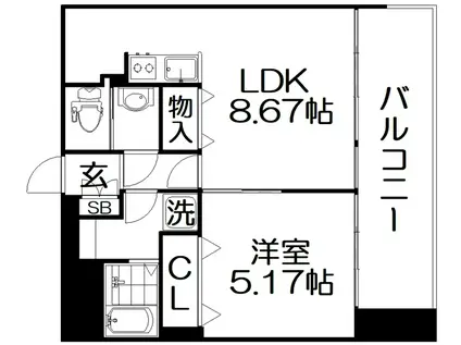 FLAT HOSHIDA(1LDK/4階)の間取り写真