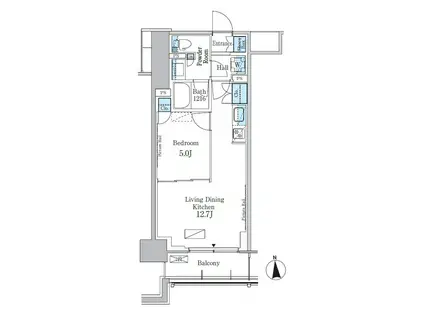 パークアクシス新宿百人町(1LDK/1階)の間取り写真