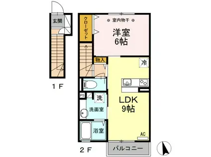 セゾン宮坂(1LDK/2階)の間取り写真