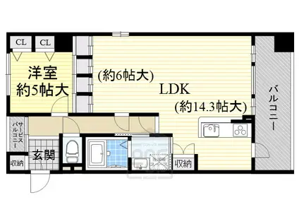 クロツヴィア桜塚(1LDK/4階)の間取り写真