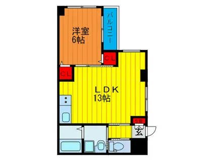 リッツ五月田(1LDK/3階)の間取り写真