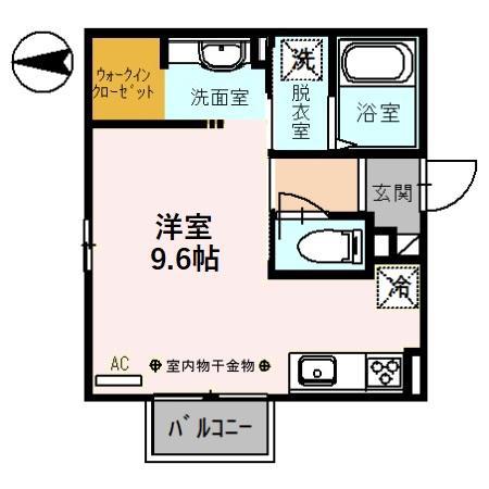 ウエストベル(ワンルーム/2階)の間取り写真