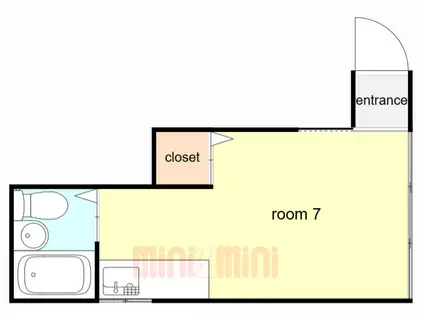 下河原マンション(ワンルーム/1階)の間取り写真