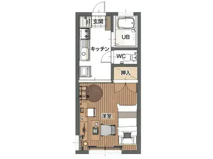 ファーニッシュドステイ松本市平田駅西(1K/2階)の間取り写真