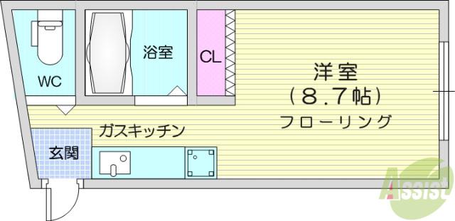 長屋アパートメントHACHI(ワンルーム/2階)の間取り写真