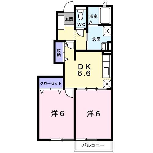 メゾン・ポポラーレB(2DK/1階)の間取り写真