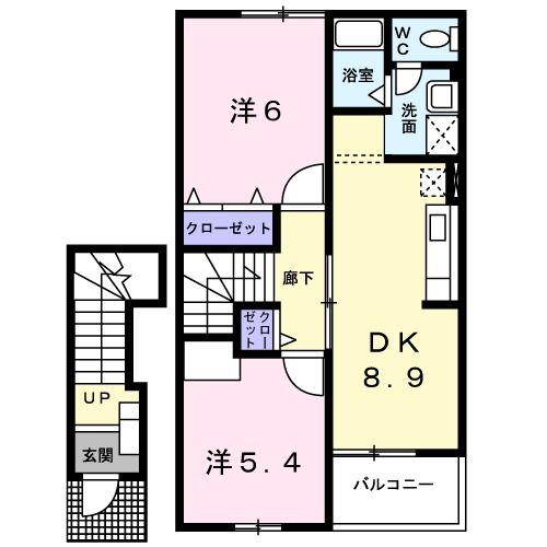 サンパレス(2DK/2階)の間取り写真