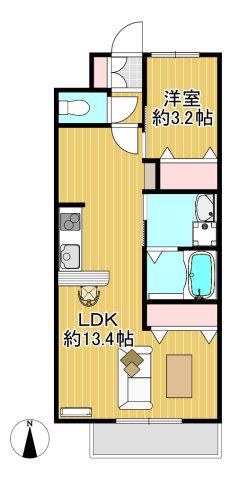 RESERVE H&M RESIDENCE(1LDK/3階)の間取り写真