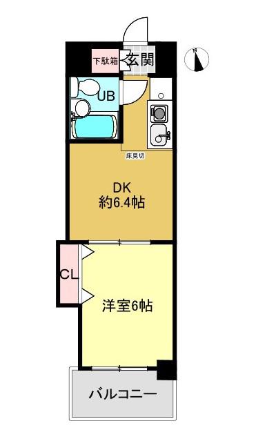 ダイアパレス高崎中央(1DK/2階)の間取り写真