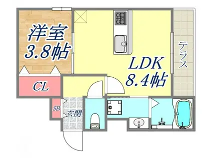 THE CROSS(1LDK/2階)の間取り写真