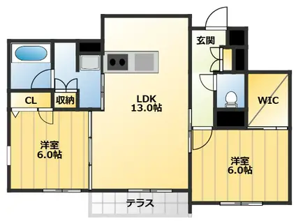 SHINE FORT(2LDK/1階)の間取り写真