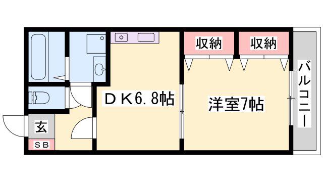 エステート英賀(1DK/2階)の間取り写真
