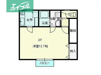 ラ・イベール(1K/2階)の間取り写真