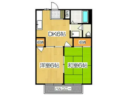 パークサイド西小鷹野II(2DK/2階)の間取り写真