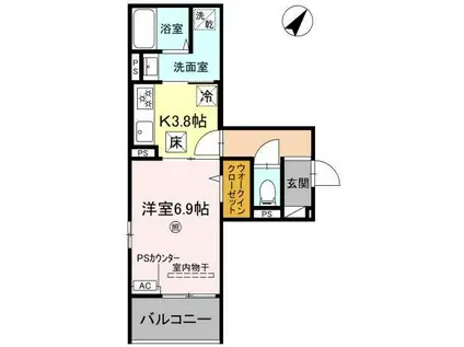 RIPOSO東加古川 I(1K/1階)の間取り写真