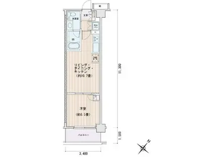 エスティメゾン豊洲レジデンス E棟(1LDK/8階)の間取り写真