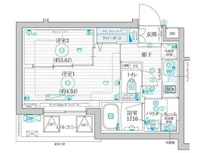 ブライズ練馬高野台(1K/3階)の間取り写真