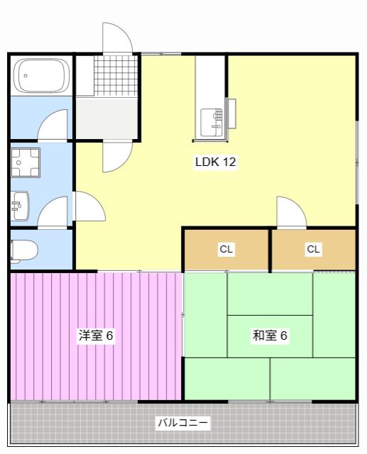 アビタ美吉VI(2LDK/1階)の間取り写真