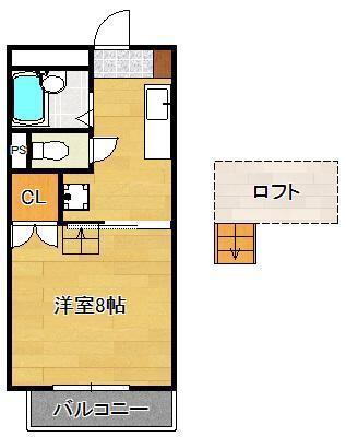 メゾンボーA(1K/2階)の間取り写真