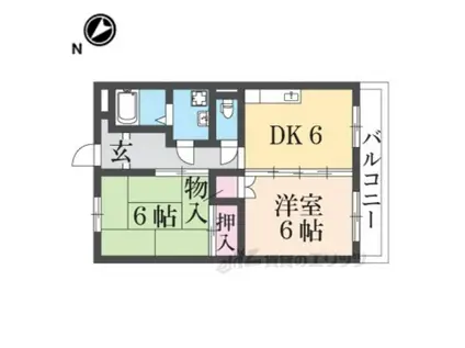 グレーシィ東生駒(2DK/1階)の間取り写真