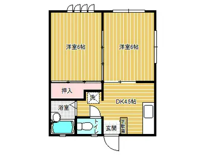 ハイツ北町(2DK/1階)の間取り写真