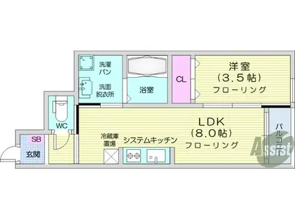 RS RESIDENCE2(1LDK/1階)の間取り写真