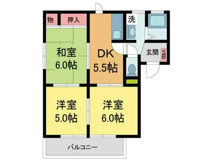 榎木ハイツA(3DK/2階)の間取り写真