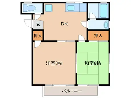 福寿園ハイツ III(2DK/2階)の間取り写真