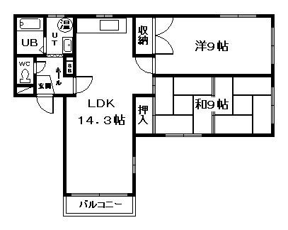 タケオハイツ(2LDK/2階)の間取り写真