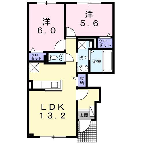 EVITA(2LDK/1階)の間取り写真